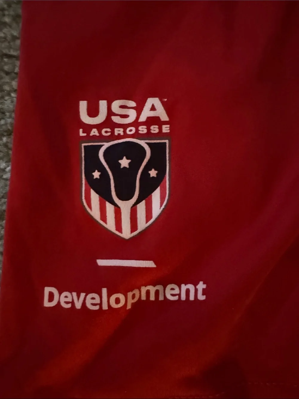 New Balance Men's Bright Red Athletic Shorts with USA LAX Crest